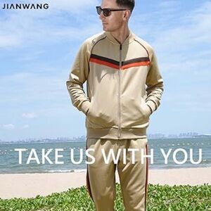 Men’s JIANWANG 2 Piece Casual Tracksuits Long Sleeve Jogging Sweatsuit & Pants